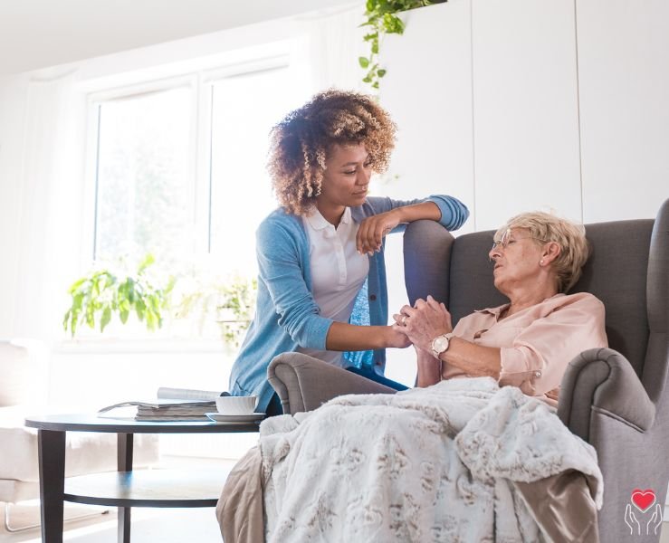 stroke care in living room of home